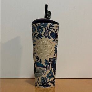 Starbucks Blue and Cream Floral Tumbler